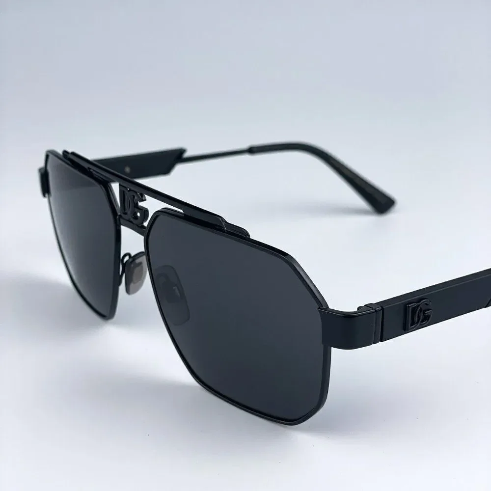 SALE! NEW D&G DG2294 01/87 Black Grey Pilot Metal Unisex Sunglasses
